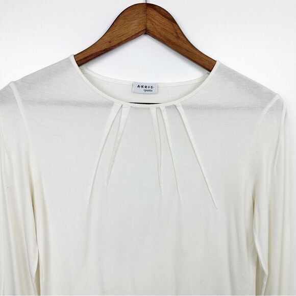Akris Punto Long-Sleeve Modal Stretch Top Cream Size Medium - Picture 4 of 7